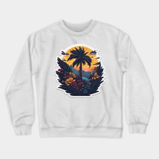 Coastal Dreams: Isometric Palm Tree Graphic Crewneck Sweatshirt